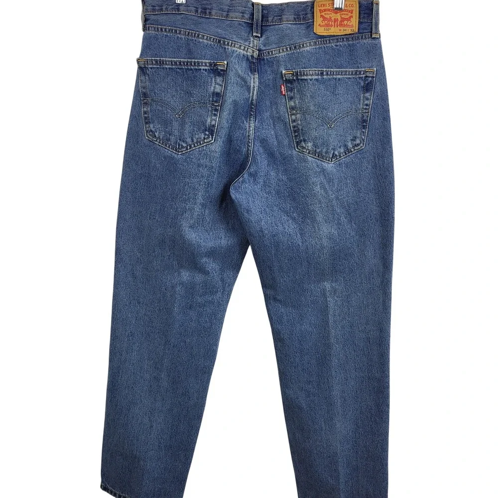 Levis‎ 550 Jeans Mens 34x32 Relaxed Fit Medium Wash Blue Denim Classic Red Tab